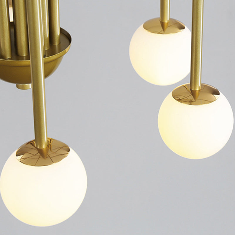 Chandelier contemporain en fer et verre nordique à 6 lumières pour salon 