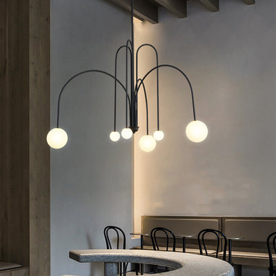 Chandelier contemporain en fer et verre nordique à 6 lumières pour salon 
