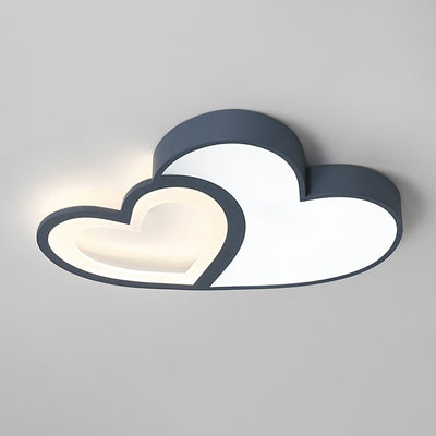 Luz de techo empotrada LED de hierro acrílico con corazones dobles superpuestos creativos contemporáneos para dormitorio 