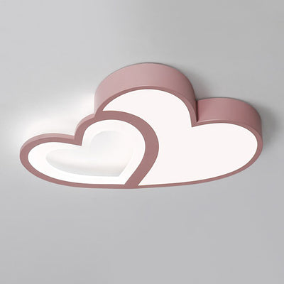 Luz de techo empotrada LED de hierro acrílico con corazones dobles superpuestos creativos contemporáneos para dormitorio 