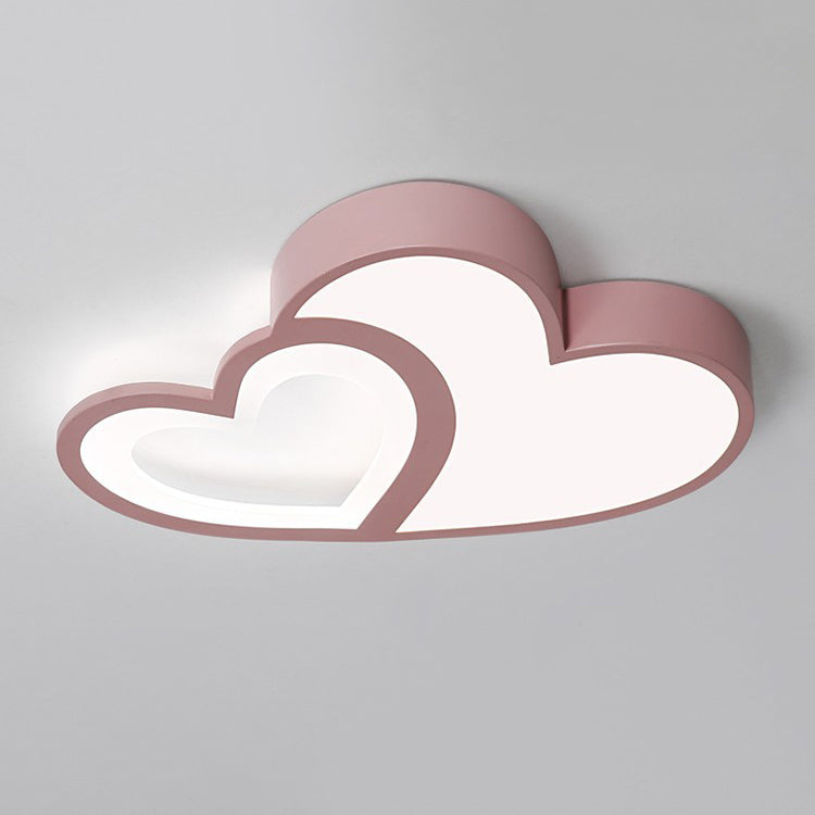 Luz de techo empotrada LED de hierro acrílico con corazones dobles superpuestos creativos contemporáneos para dormitorio 