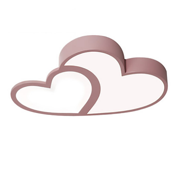 Contemporary Creative Overlapping Double Hearts Acrylic Iron LED Flush Mount Ceiling Light For Bedroom