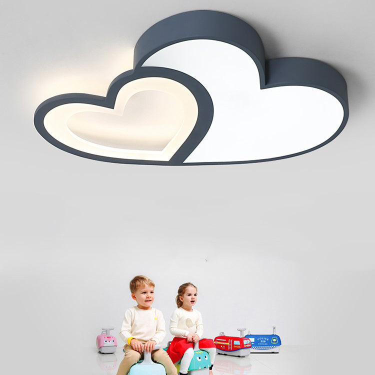 Luz de techo empotrada LED de hierro acrílico con corazones dobles superpuestos creativos contemporáneos para dormitorio 