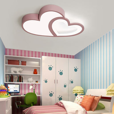 Luz de techo empotrada LED de hierro acrílico con corazones dobles superpuestos creativos contemporáneos para dormitorio 