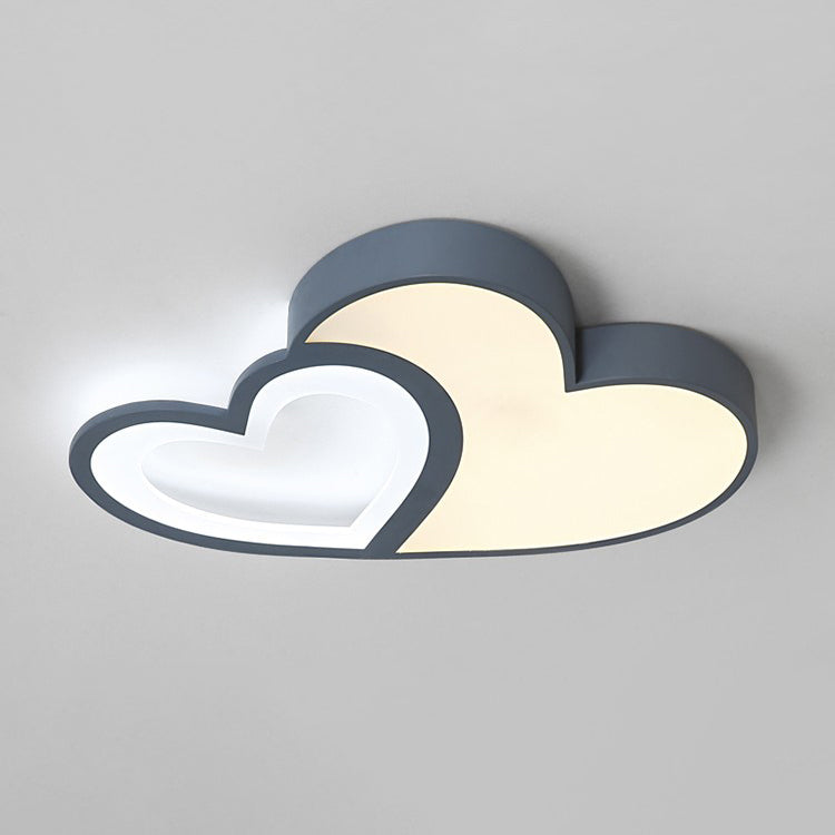Luz de techo empotrada LED de hierro acrílico con corazones dobles superpuestos creativos contemporáneos para dormitorio 