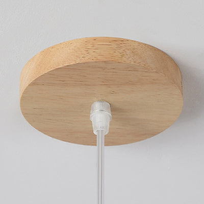 Contemporary Boho Bamboo Weaving Wood Lantern Shape 1/3- Light Pendant Light For Dining Room