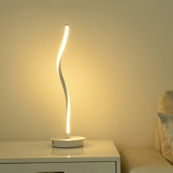 Lampe de table LED en aluminium et fer à courbe minimaliste moderne pour chambre 