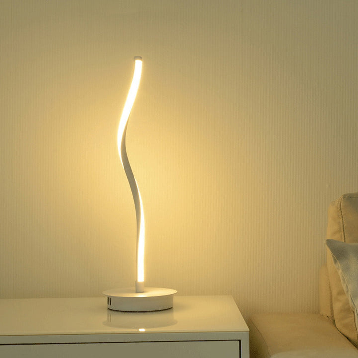 Lampe de table LED en aluminium et fer à courbe minimaliste moderne pour chambre 