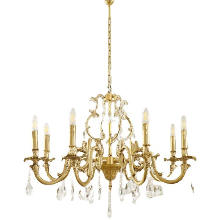 Traditional European Copper Crystal Edge 3/6/8-Light Chandelier For Living Room