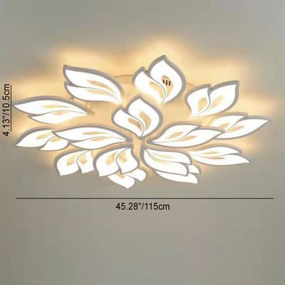 Plafonnier LED en fer acrylique avec feuilles chanceuses créatives contemporaines pour salon 
