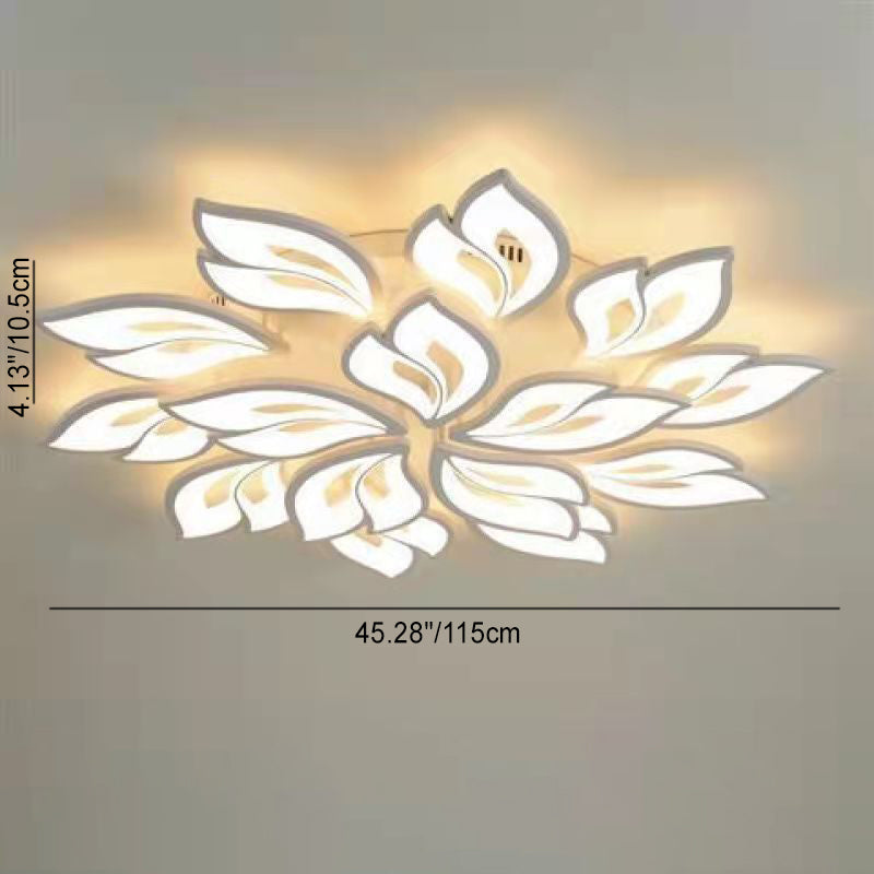 Plafonnier LED en fer acrylique avec feuilles chanceuses créatives contemporaines pour salon 