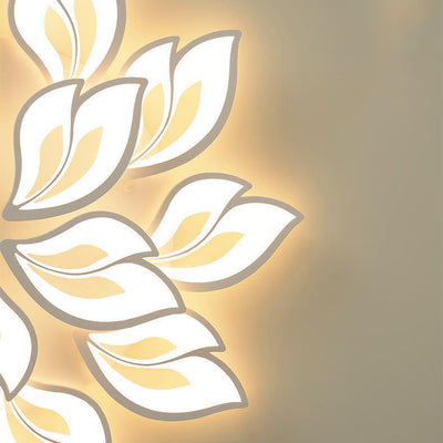 Plafonnier LED en fer acrylique avec feuilles chanceuses créatives contemporaines pour salon 