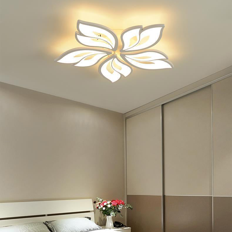 Plafonnier LED en fer acrylique avec feuilles chanceuses créatives contemporaines pour salon 
