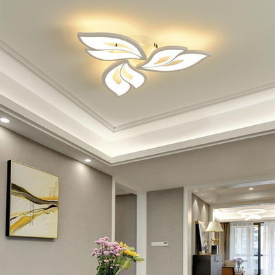 Plafonnier LED en fer acrylique avec feuilles chanceuses créatives contemporaines pour salon 