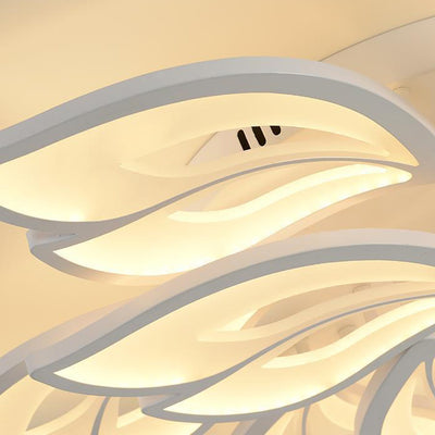 Plafonnier LED en fer acrylique avec feuilles chanceuses créatives contemporaines pour salon 