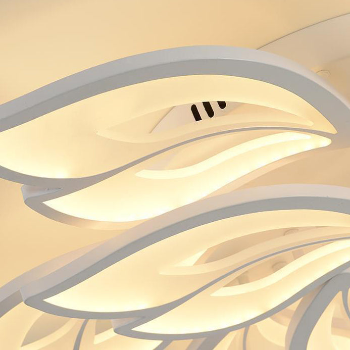 Plafonnier LED en fer acrylique avec feuilles chanceuses créatives contemporaines pour salon 