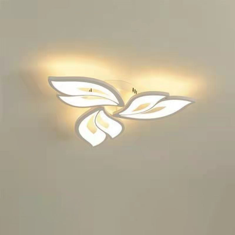Plafonnier LED en fer acrylique avec feuilles chanceuses créatives contemporaines pour salon 