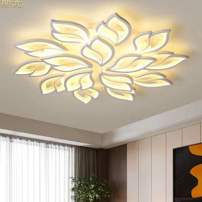 Plafonnier LED en fer acrylique avec feuilles chanceuses créatives contemporaines pour salon 