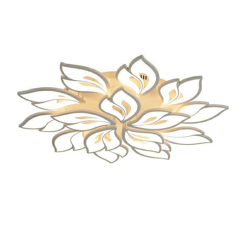 Plafonnier LED en fer acrylique avec feuilles chanceuses créatives contemporaines pour salon 