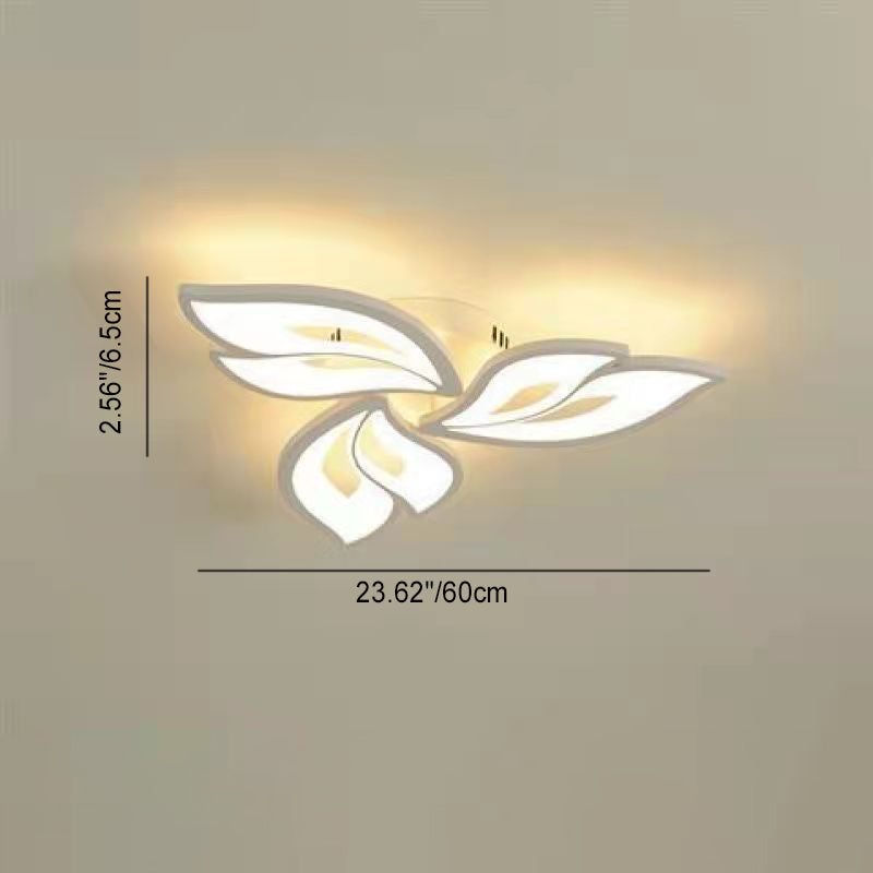 Plafonnier LED en fer acrylique avec feuilles chanceuses créatives contemporaines pour salon 