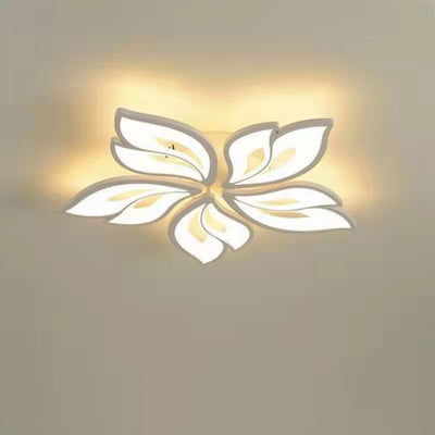 Plafonnier LED en fer acrylique avec feuilles chanceuses créatives contemporaines pour salon 