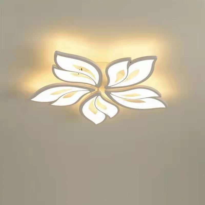 Plafonnier LED en fer acrylique avec feuilles chanceuses créatives contemporaines pour salon 