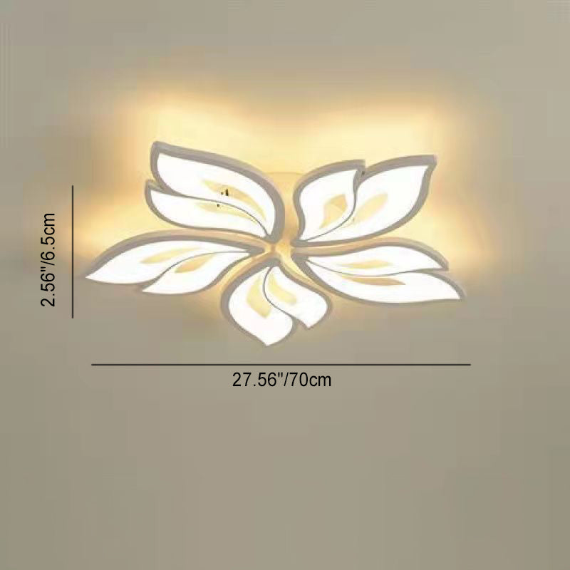 Plafonnier LED en fer acrylique avec feuilles chanceuses créatives contemporaines pour salon 