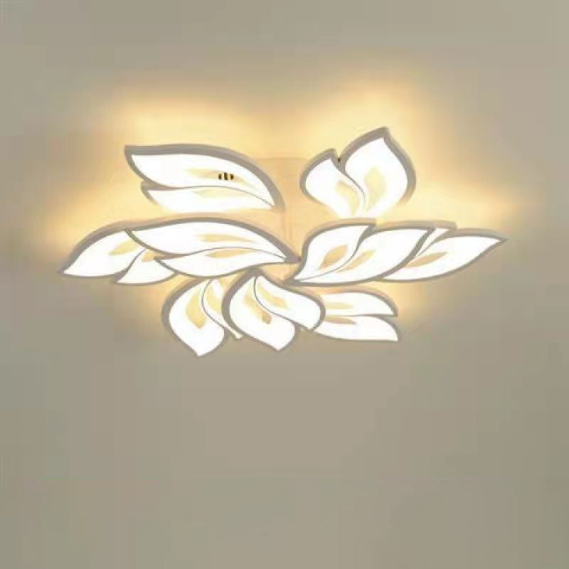 Plafonnier LED en fer acrylique avec feuilles chanceuses créatives contemporaines pour salon 