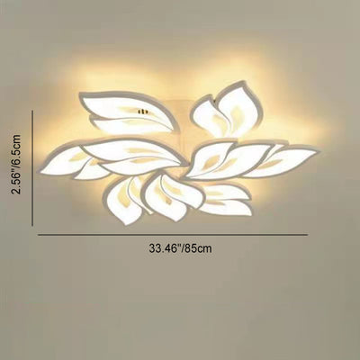 Plafonnier LED en fer acrylique avec feuilles chanceuses créatives contemporaines pour salon 