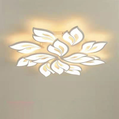 Plafonnier LED en fer acrylique avec feuilles chanceuses créatives contemporaines pour salon 