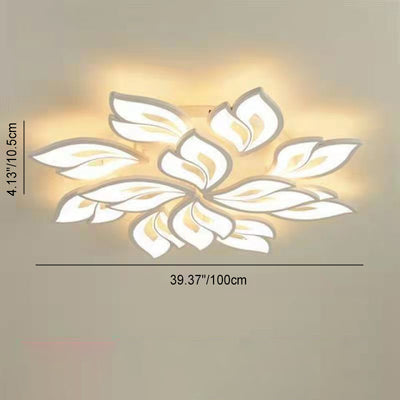 Plafonnier LED en fer acrylique avec feuilles chanceuses créatives contemporaines pour salon 