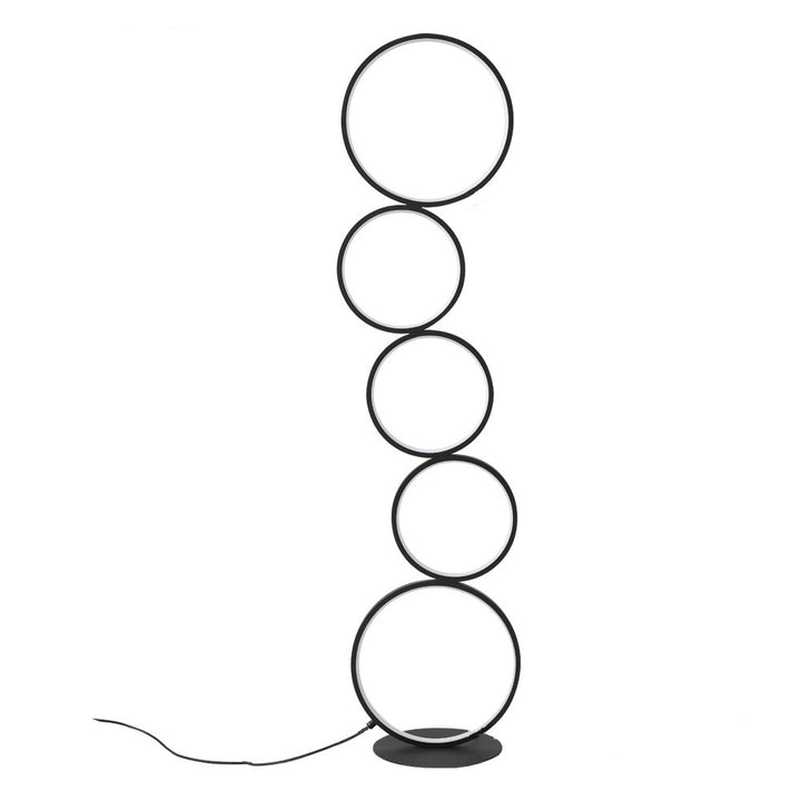 Lampadaire à LED en aluminium et fer créatif contemporain à cinq cercles pour salon 