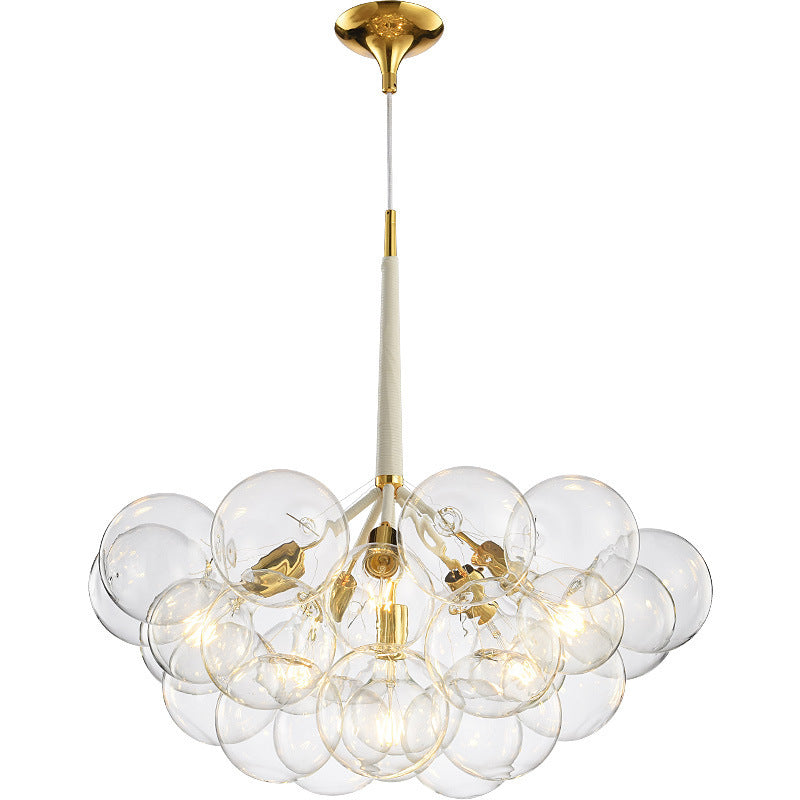 Suspension Contemporaine en Verre et Fer Nordique à Bulles 3/6 Lumières pour Salon 