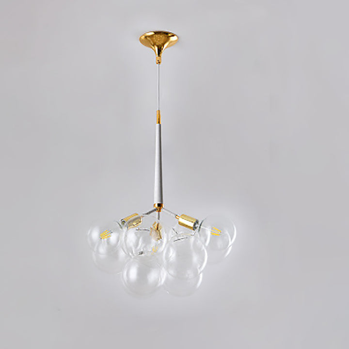 Suspension Contemporaine en Verre et Fer Nordique à Bulles 3/6 Lumières pour Salon 