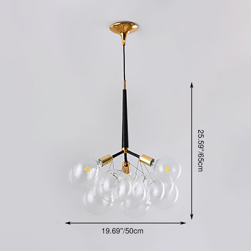 Suspension Contemporaine en Verre et Fer Nordique à Bulles 3/6 Lumières pour Salon 