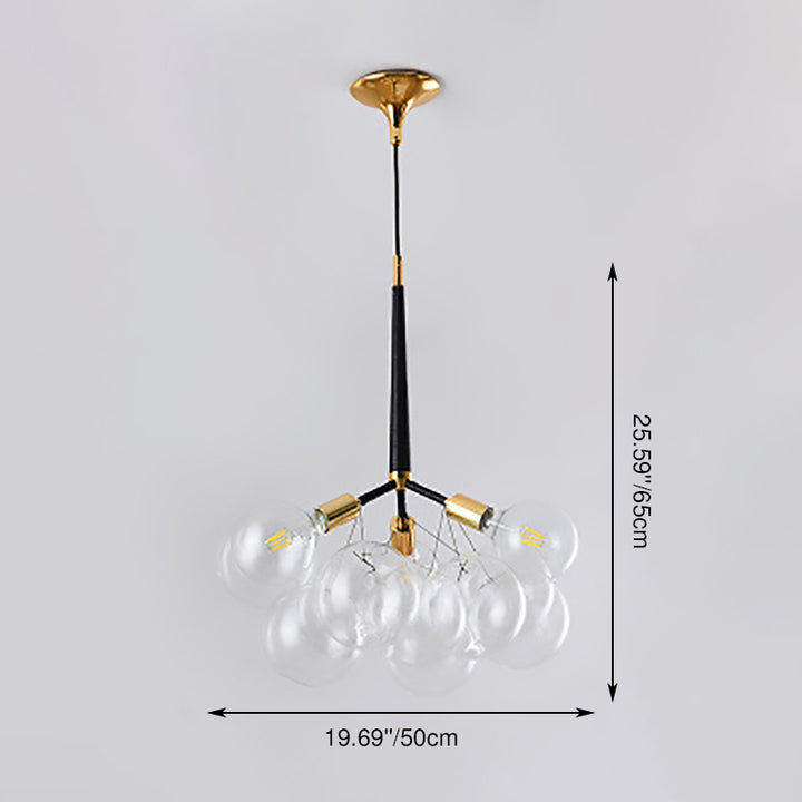 Suspension Contemporaine en Verre et Fer Nordique à Bulles 3/6 Lumières pour Salon 