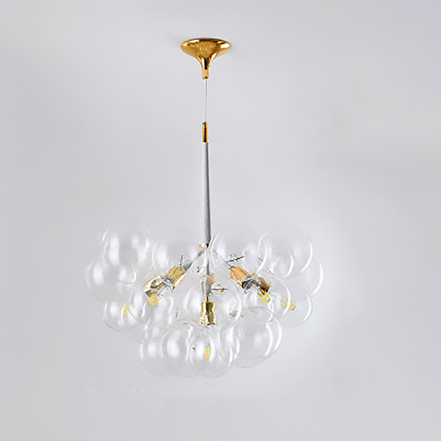 Suspension Contemporaine en Verre et Fer Nordique à Bulles 3/6 Lumières pour Salon 