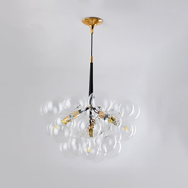 Suspension Contemporaine en Verre et Fer Nordique à Bulles 3/6 Lumières pour Salon 