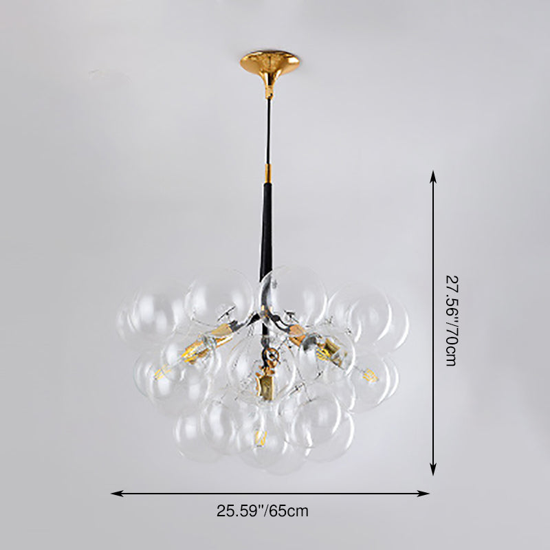 Suspension Contemporaine en Verre et Fer Nordique à Bulles 3/6 Lumières pour Salon 