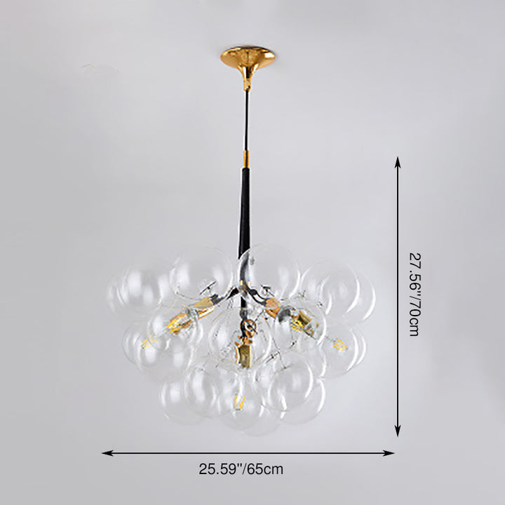 Suspension Contemporaine en Verre et Fer Nordique à Bulles 3/6 Lumières pour Salon 