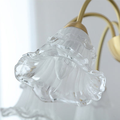 Lámpara de Araña de Vidrio de Cobre Contemporánea Retro Morning Glory de 5/6/8 Luces para Sala de Estar 