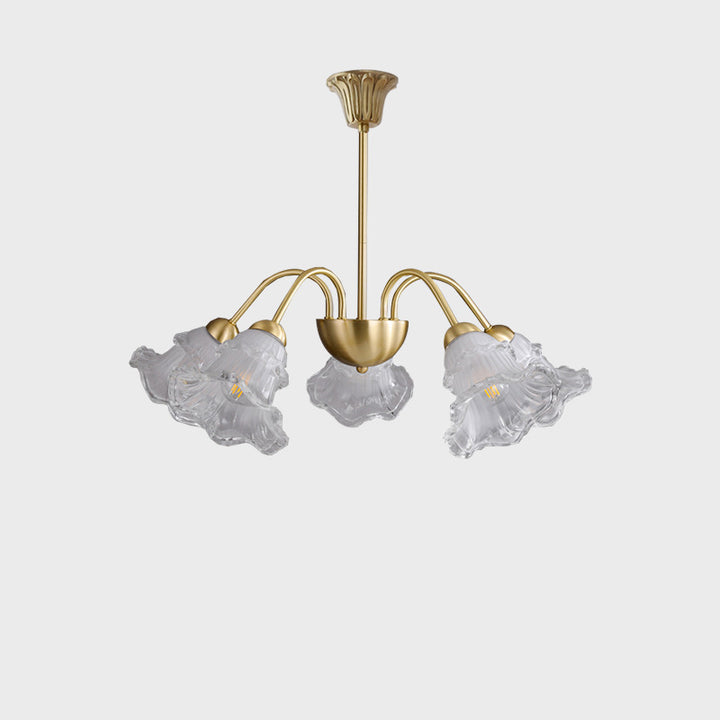Zeitgenössischer Retro Morning Glory Kupferglas 5/6/8-Licht Kronleuchter für Wohnzimmer 