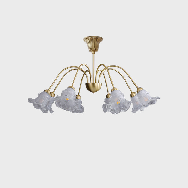 Zeitgenössischer Retro Morning Glory Kupferglas 5/6/8-Licht Kronleuchter für Wohnzimmer 