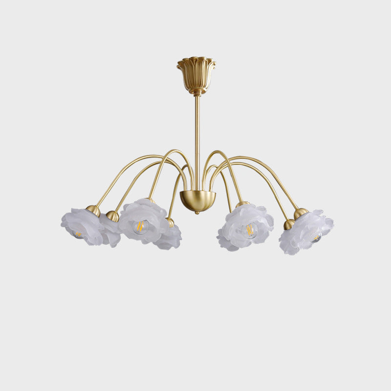 Moderner Art Deco Kronleuchter aus Kupferglas mit 5/6/8 Lichtern für Wohnzimmer 