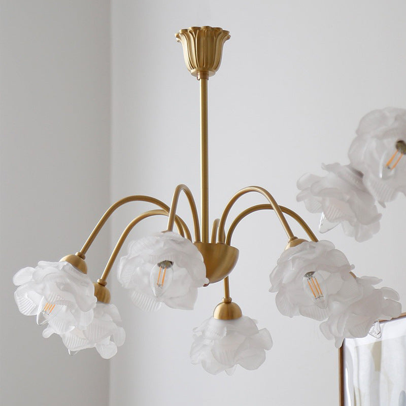 Moderner Art Deco Kronleuchter aus Kupferglas mit 5/6/8 Lichtern für Wohnzimmer 