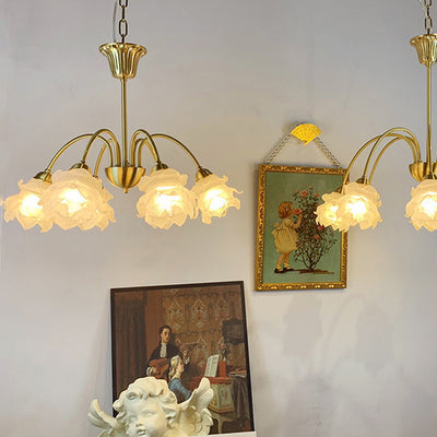 Moderner Art Deco Kronleuchter aus Kupferglas mit 5/6/8 Lichtern für Wohnzimmer 