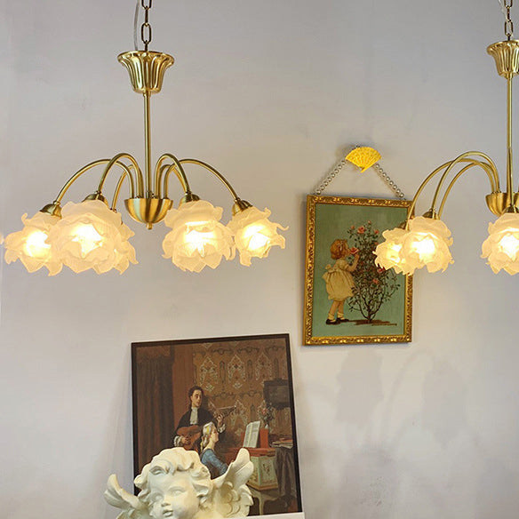 Moderner Art Deco Kronleuchter aus Kupferglas mit 5/6/8 Lichtern für Wohnzimmer 