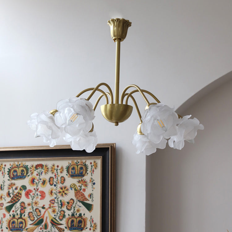 Moderner Art Deco Kronleuchter aus Kupferglas mit 5/6/8 Lichtern für Wohnzimmer 