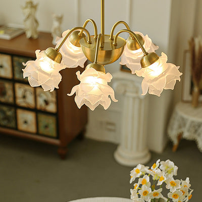 Moderner Art Deco Kronleuchter aus Kupferglas mit 5/6/8 Lichtern für Wohnzimmer 