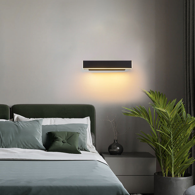 Moderne Einfachheit Rechteckige Acryl Aluminium LED Wandleuchte Für Schlafzimmer 